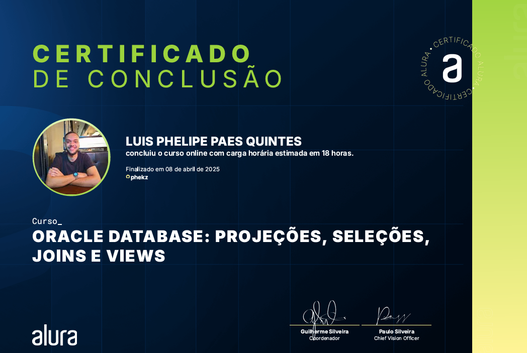 Certificado Projeções e Views